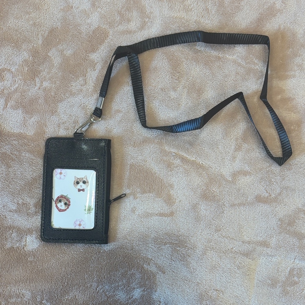 Black Lanyard Wallet Card Holder